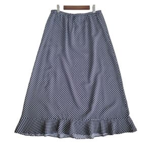 CHRISTOPHER & Banks Navy and White Polka Dot Ruffled Hem Skirt